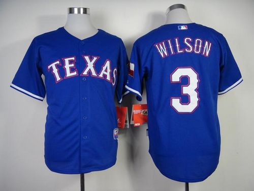 Rangers #3 Russell Wilson Blue Cool Base Stitched MLB Jersey - Click Image to Close